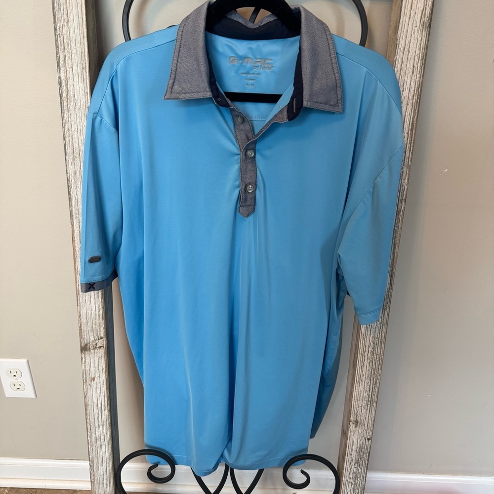 G Mac by Kartel‎ Blue Lightweight Polo Gray Collar Accents Size Extra Large XL